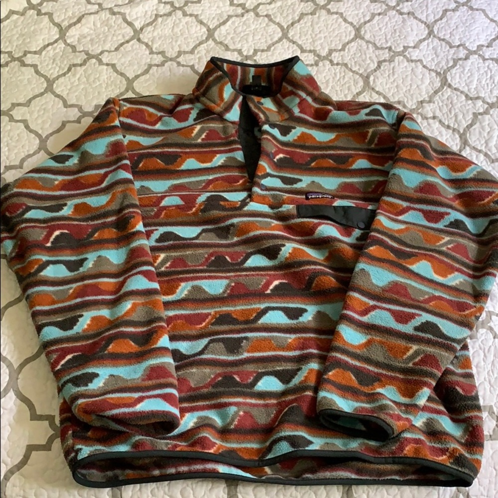Mens Patagonia Aztec quarter button sweater size L